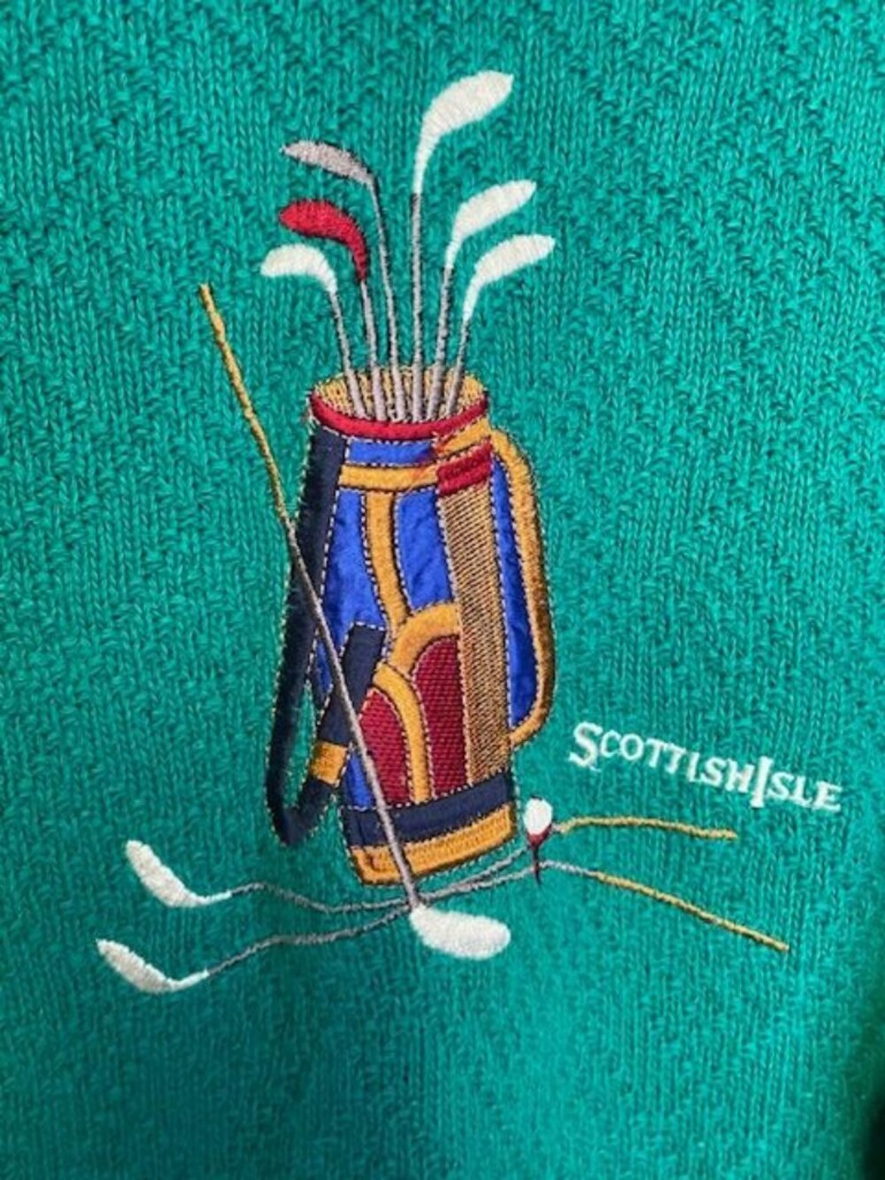 Scottish Isle by bernette Vintage Men's Golf Sweater LARGE - Picture 3 of 3